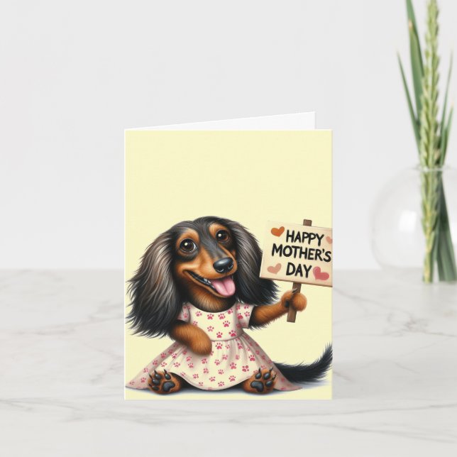 Tarjeta Animado Día de la Madre Dachshund  (Anverso)