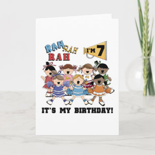 Tarjeta Animadora 7 camisetas de cumpleaños y regalos