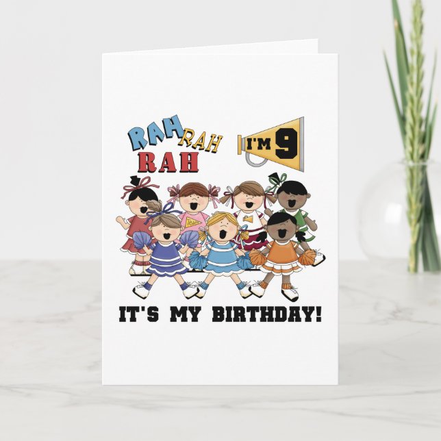 Tarjeta Animadora 9.ª camisetas de cumpleaños y regalos (Anverso)