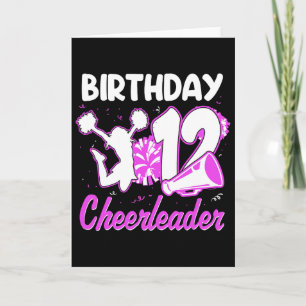 Tarjeta Animadora chica de cumpleaños número 12 12 años an
