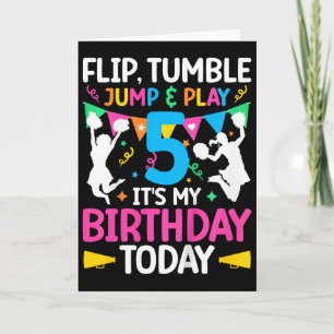 Tarjeta Animadora niña cumpleaños 5 años porras cinco años