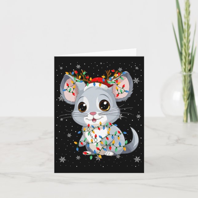 Tarjeta Animal chino Santa Hat Ugly Christmas Tree Li (Anverso)