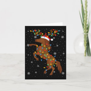 Tarjeta Animal de caballo Santa Hat Ugly Christmas Tree Li