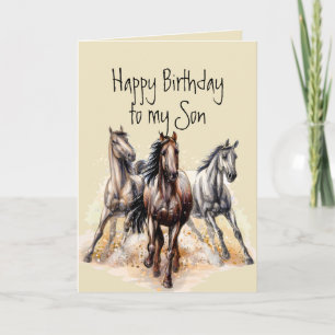 Tarjeta animal de cumpleaños para caballos salvaje