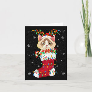 Tarjeta Animal de Santa Hat Ragdoll Cat En Socks Xmas Tree