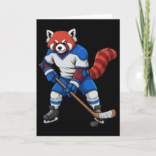 Tarjeta Animal jugador de deportes de panda rojo de hockey