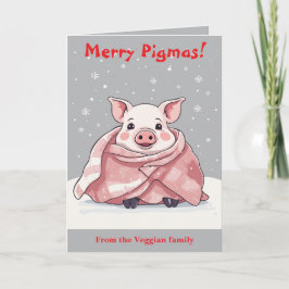 Tarjeta Animal Lover Christmas Cute Pig Wrapped In A Blank