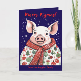 Tarjeta Animal Lover Christmas Pig Wrapped In A Holiday Bl