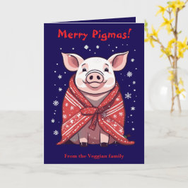 Tarjeta Animal Lover Christmas Pig Wrapped In A Red Blanke