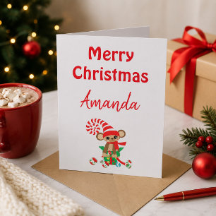 Tarjeta Animal Lover Safari Mono Plata Navidad