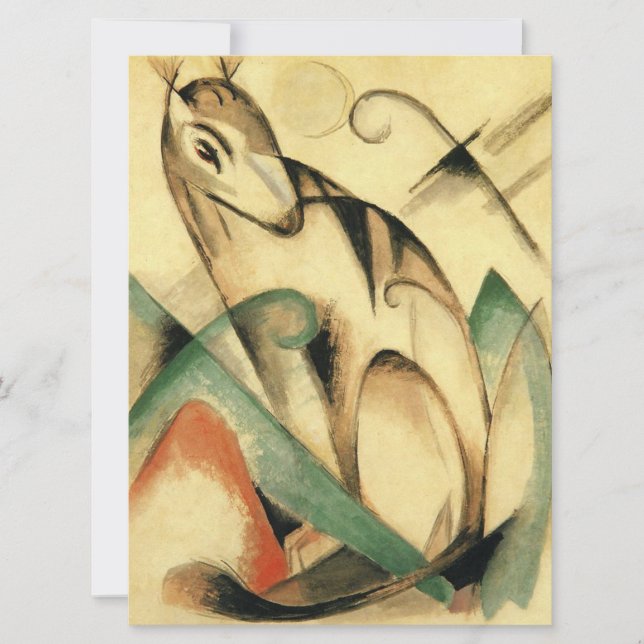 Tarjeta Animal mítico sentado (por Franz Marc) (Anverso)