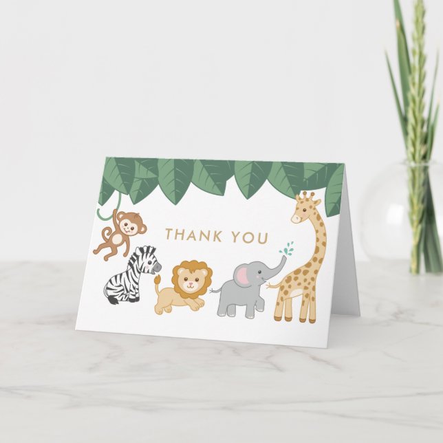 Tarjeta Animal Safari gracias (Anverso)