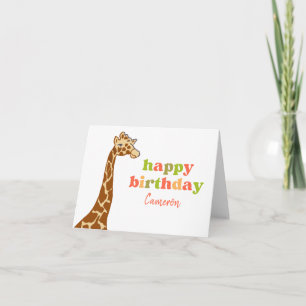 Tarjeta Animal zoológico de vida salvaje ilustrado a mano 