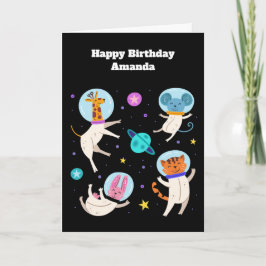 Tarjeta Animales astronautas muertos en cumpleaños espacia