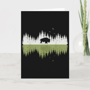 Tarjeta Animales Bosque Naturaleza Reflejo Árboles Bisonte