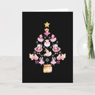 Tarjeta Animales de Ballet Bailarina Árbol de Navidad