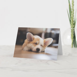 Tarjeta Animales de bebé más afectados   Corgi somnoliento