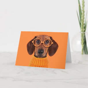 Tarjeta Animales de bebé más afectados   Dachshund Naranja