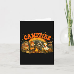 Tarjeta Animales de camping fogata campista aventura al ai