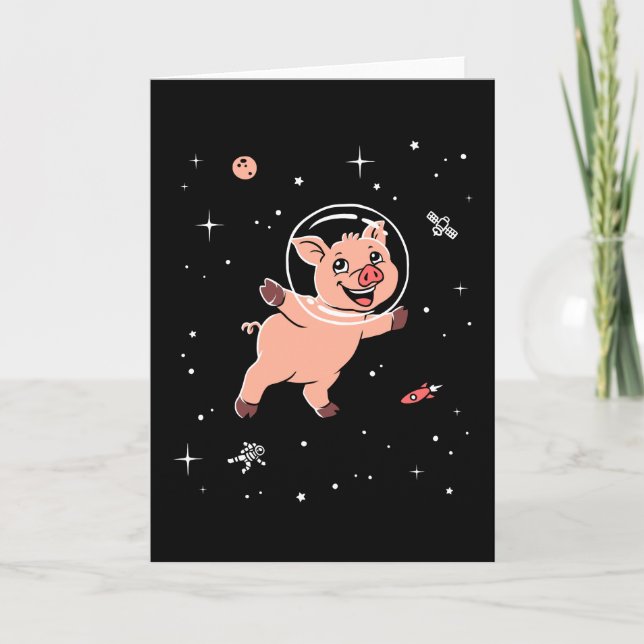 Tarjeta Animales de cerdo en el espacio (Anverso)