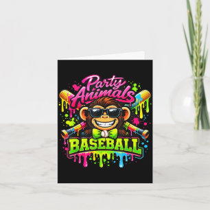 Tarjeta Animales de fiesta meme béisbol mono divertido