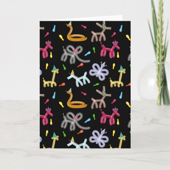 Tarjeta Animales de Globo Tema de Fiesta para Niños (Anverso)