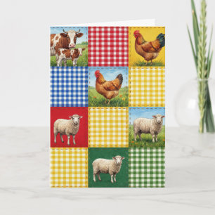 Tarjeta Animales de granja de cumpleaños y edredón de patc