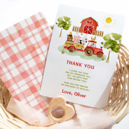 Tarjeta Animales de granja de tractores rojos cumpleaños g