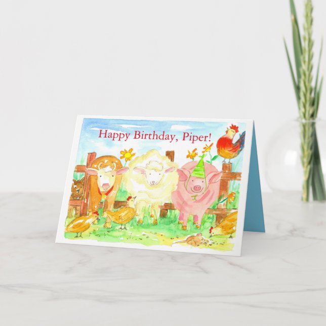Tarjeta Animales de granja Feliz cumpleaños (Anverso)