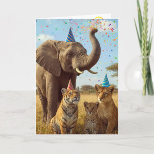 Tarjeta Animales de la fiesta de cumpleaños Safari con con