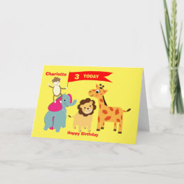 Tarjeta Animales de la jungla dulce cumpleaños personaliza