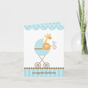 Tarjeta Animales de la jungla en Notecards con patín azul