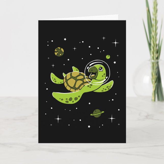 Tarjeta Animales de la tortuga en espacio (Anverso)