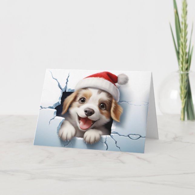 Tarjeta Animales de Navidad de Bebé Lindos 3D Cachorro Tar (Anverso)