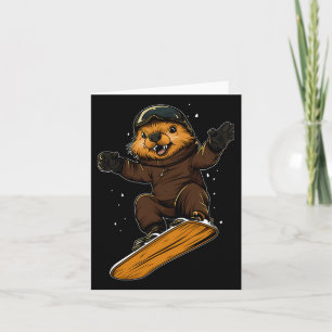 Tarjeta Animales De Snowboard - castor En Snowboard Snowbo