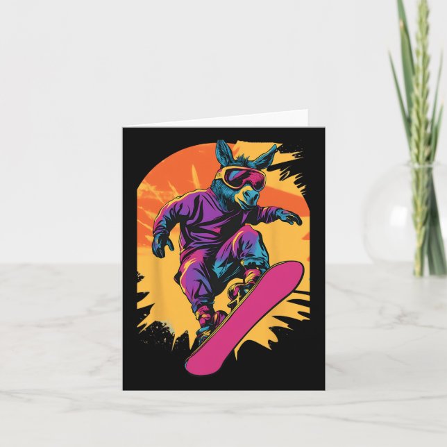 Tarjeta Animales De Snowboard - Donkey En Snowboard Snowbo (Anverso)