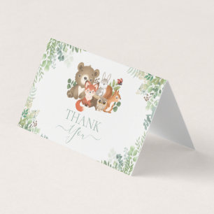 Tarjeta Animales de Woodland Baby Shower Gracias Gabinete