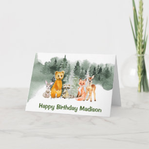 Tarjeta Animales del Bosque Cumpleaños Personalizado Bosqu