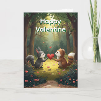 Tarjeta Animales del Bosque Feliz Día de San Valentín