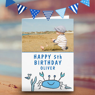 Tarjeta Animales del Mar Azul Niño Cumpleaños Foto C