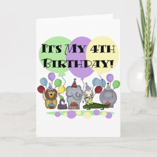 Tarjeta Animales del zoológico 4 camisetas de cumpleaños y