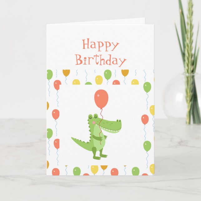 Tarjeta Animales divertidos de cocodrilos niños cumpleaños (Anverso)
