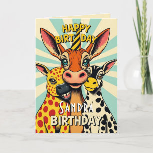 Tarjeta Animales Fiestas divertidos adoran el cumpleaños f