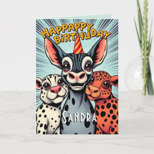 Tarjeta Animales Fiestas divertidos adoran el cumpleaños f