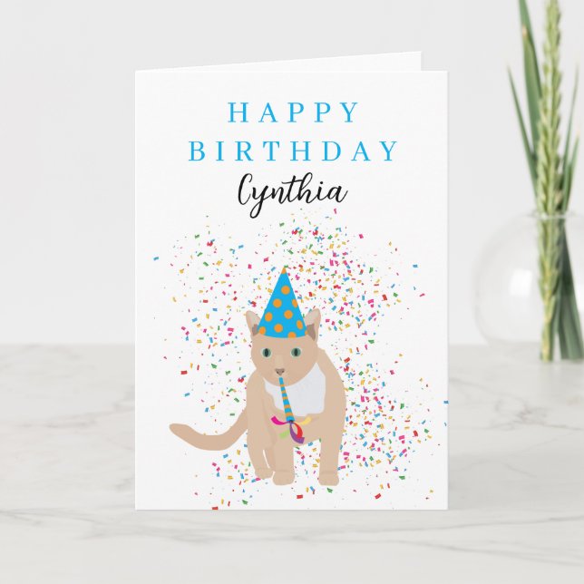 Tarjeta Animales gatos divertidos que tienen un cumpleaños (Anverso)