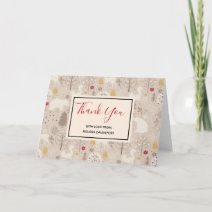 Tarjeta Animales Lindos Bosque Patrón Nórdico Gracias