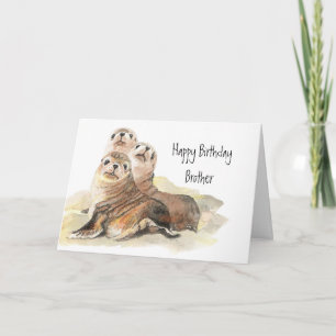 Tarjeta Animales lindos de la acuarela del cumpleaños de