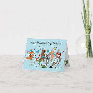 Tarjeta Animales Lindos Día de San Valentín Personalizado
