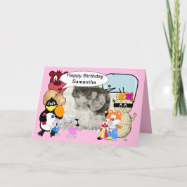 Tarjeta Animales personalizados graciosos y agudos en rosa