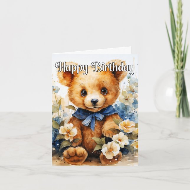 Tarjeta Animales rellenos de Cute Feliz Cumpleaños (Anverso)